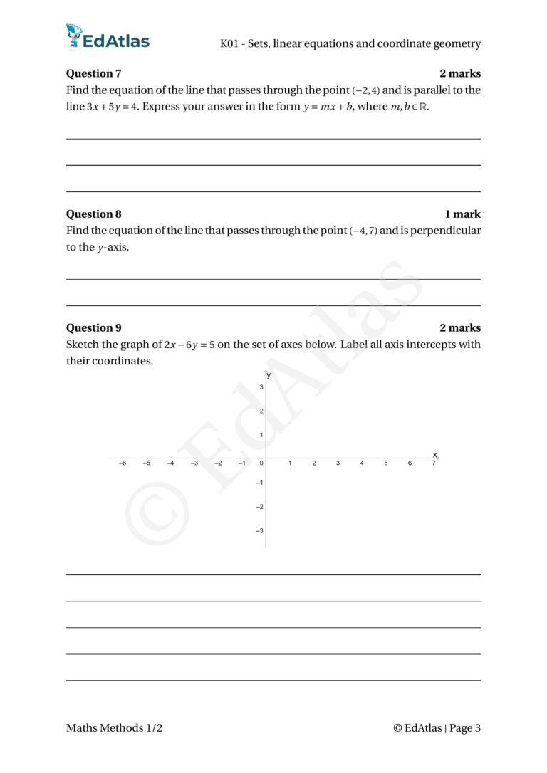 Excerpt from VCE Maths Methods Units 1 and 2 homework
