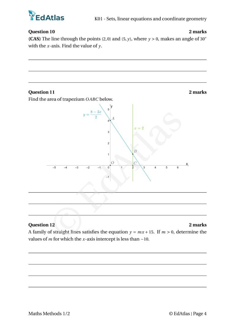 Excerpt from VCE Maths Methods Units 1 and 2 homework