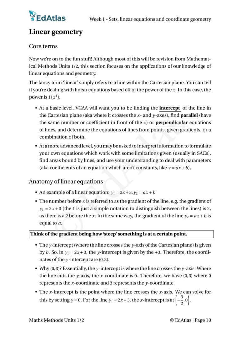 Excerpt from VCE Maths Methods Units 1 and 2 notes