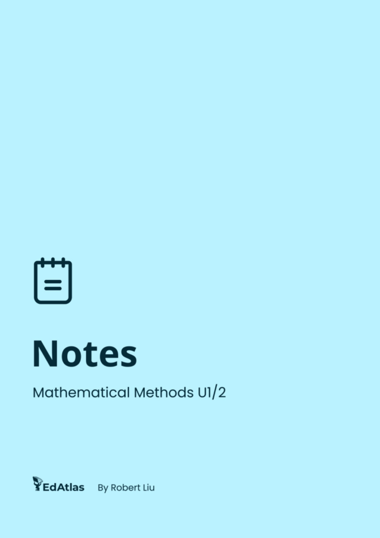 EdAtlas VCE Maths Methods Units 1 & 2 Notes Cover Page – Comprehensive Resource Aligned to VCAA Study Design