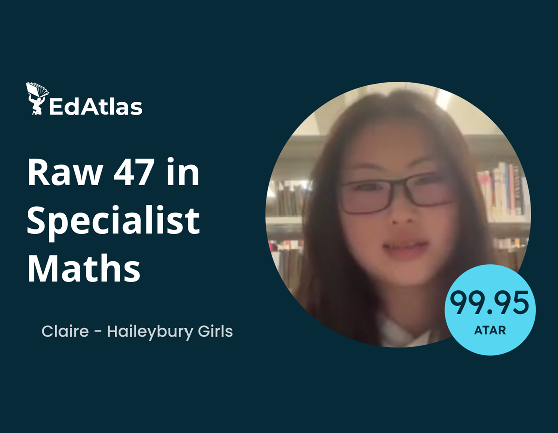 Video thumbnail of Claire from Haileybury Girls– 47 Raw Specialist, with EdAtlas branding
